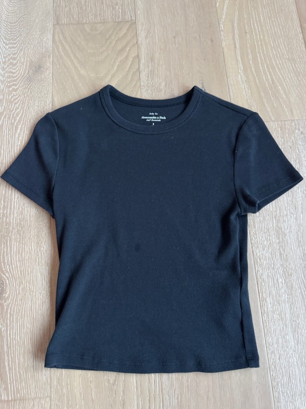 Abercrombie & Fitch Black Short Sleeve Ribbed Crew Tee